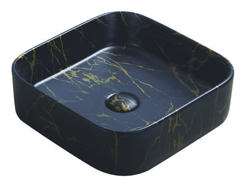 Vasque rectangle à poser LYS en céramique 37 x 37 x 11 cm - Marbre noir